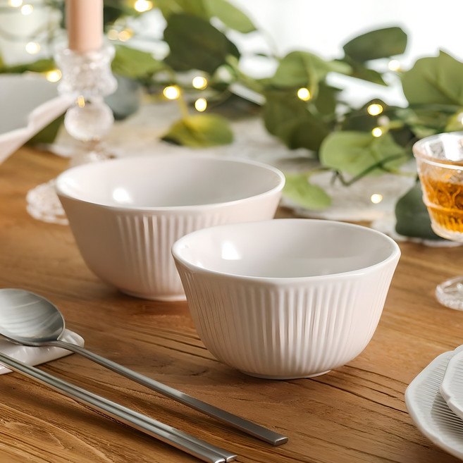 YOON CERAMICS 純白飯碗湯碗組, 1套, 飯碗 + 湯碗, 白色