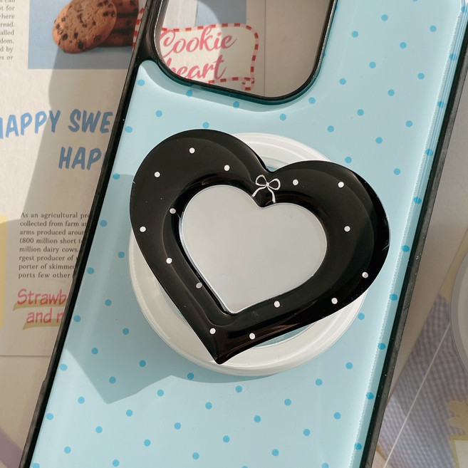 도트 리본 하트 미러 맥세이프 스마트톡 (2color), 1개, 블랙