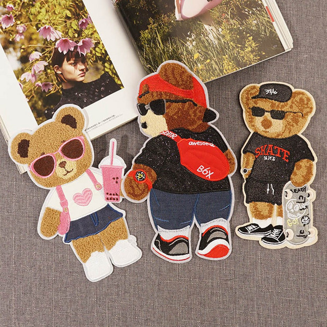 빅사이즈 대형 자수 와펜 여가생활 곰돌이 가방 의류 패치