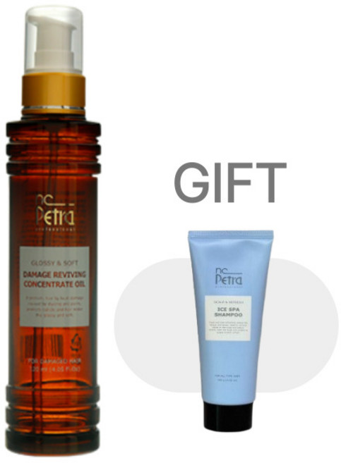 엔씨페트라 데미지 리바이빙 컨센트레이트 오일 120ml+아이스 스파 쿨 샴푸 100ml-휴대용/ 미용실 향기좋은 에센스 열활성화 열보호 에센스 헤어 세럼, 1개, 120ml