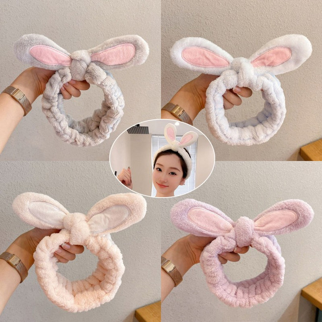 ZMBIRD 뽀글이 토끼귀 헤어밴드 세안용 4종세트 N1854