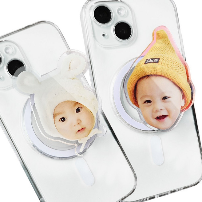 1+1 아크릴 스마트톡 그립 톡홀더 휴대폰 거치대 주문제작 홀더, 투명, 투명