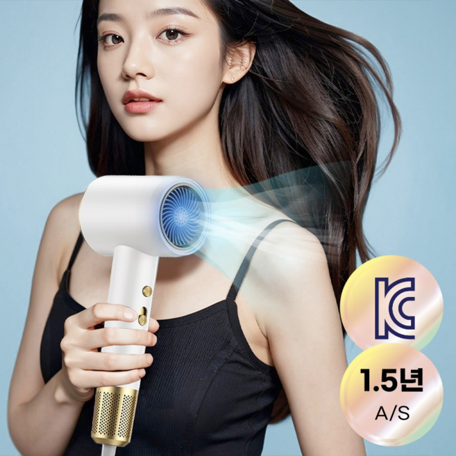 Darlisex 음이온 헤어드라이기 고출력 BLDC 가정용 전문가용 헤어드라이어 2400W, 화이트