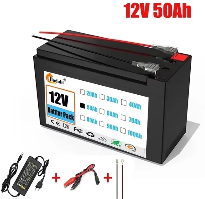 내구성이 뛰어난 18650 리튬 이온 12v 충전식 배터리 팩 60Ah 30A BMS 태양 에너지 EV 배터리, 02 12v 50Ah, 1개