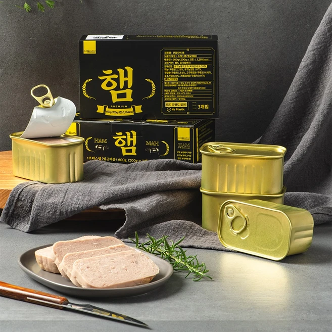 유기농 돼지고기 93%로 만든 산들사이 햄, 200g, 3개 - 쿠팡