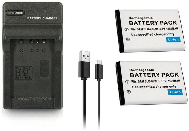 삼성 SLB-0837B 호환배터리2개+충전기 L83T/L301/L201/X70, 1개