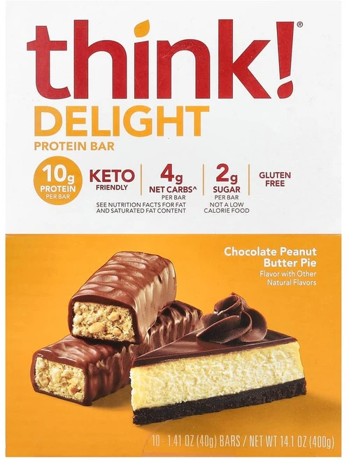 씽크씬 Think (띵크 ) Delay 프로틴바 초콜릿 피넛 버터 파이 바 10개 개당 40g(1.41oz), 1개, 40g - 쿠팡