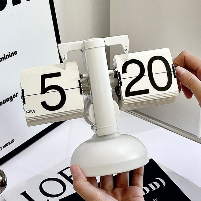 칼리아 PL-2000 프리제 인테리어 탁상 플립시계, 화이트