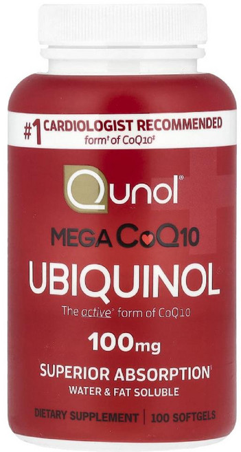 큐놀 메가 코큐텐 유비퀴놀 100mg CoQ10 Ubiquinol 소프트젤 100정, Qunol, 메가 CoQ10 유비퀴놀, 소프트젤 100, 1개