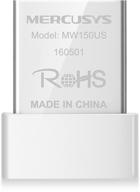 MERCUSYS N150迷你無線USB網卡 快速傳輸 隨插即用 相容Windows 11/10, 白, 1個, MW150US