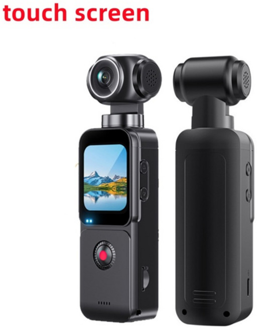 포켓형 4K 짐벌카메라 브이로그 여행용 64MP 액션 흔들림 방지 스포츠 캠 270 ° 얼굴 인식 자동 회전 포켓 캠코더 디지털 비디오 레코더, With 32G TF Card, 6)No Touch Screen