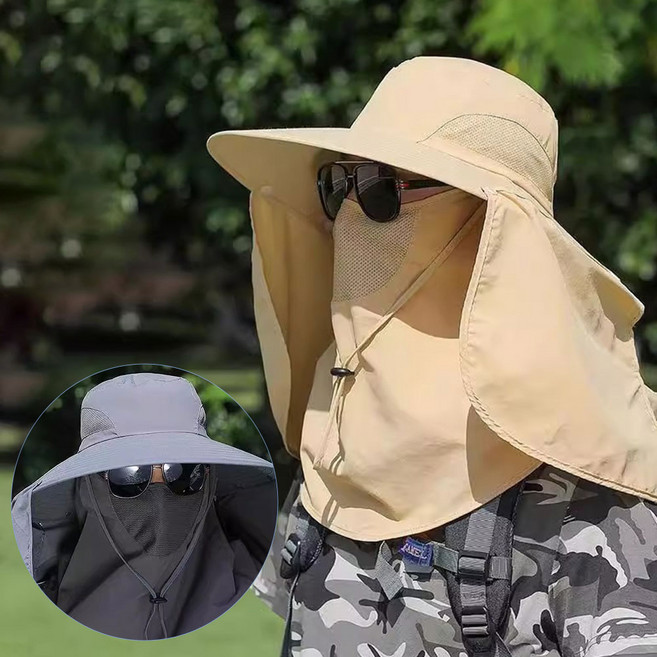 여름 햇빛가리개 마스크 탈부착 와이드챙 목가리개 넥커버 자외선차단 모자