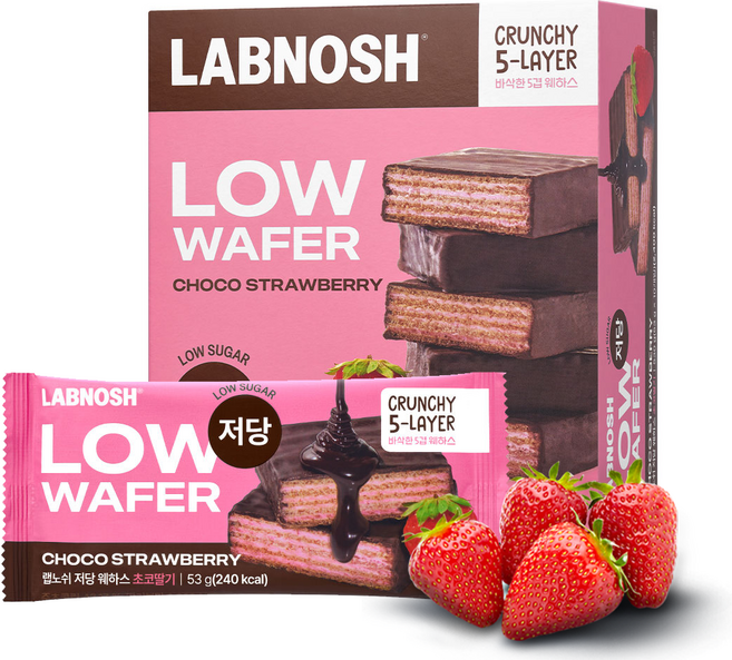 랩노쉬 저당 웨하스 초코딸기, 53g, 20개