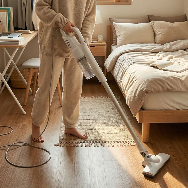 핸디스틱형 가정용 유선청소기 자취청소기 물세척필터 미니 소형 원룸 자취방 가벼운 진공청소기, 화이트, 400W 가정용 유선 청소기