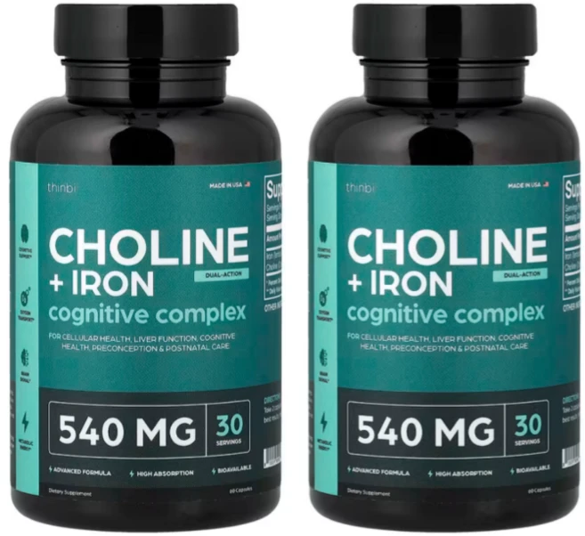 Thinbi 인지혈액영양 콜린 철분 보충제, 2개, 60정 - 쿠팡