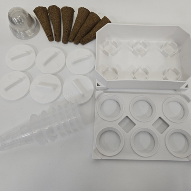 수경재배키트 6구 투명 케이스 물통 생육 모던박스 실내텃밭 베란다 조경 채소재배기 세트, 1세트