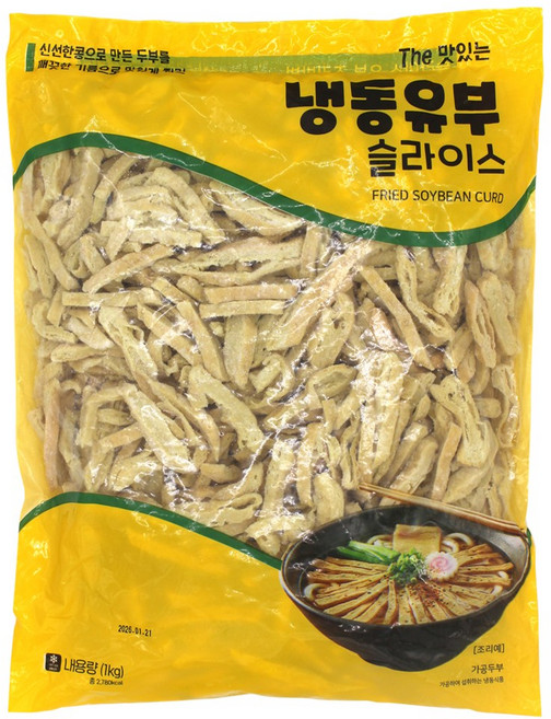 냉동 유부 슬라이스 업소용 대용량, 1개, 1kg