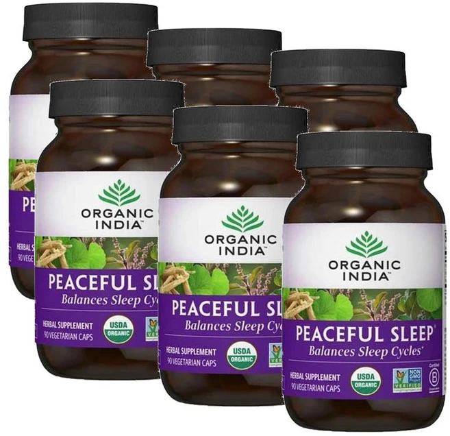 오가닉인디아 피스풀 슬립 캡슐 Organic-India Peaceful Sleep, 90정, 6개 - 쿠팡