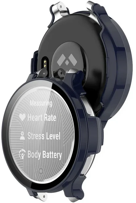 Garmin Lily 2 용 PC 시계 케이스 + 유리 필름 Lily2 Active 강화 프레임이있는 활성 화면 보호기 커버, 01 Garmin Lily 2 Active, 02 deep blue