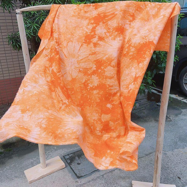 扎染布 人棉扎染布 手工扎染布 民族風布料 茶馬古道背景布 手工印染布料 服裝面料, 橘黃, 半米價, 1個