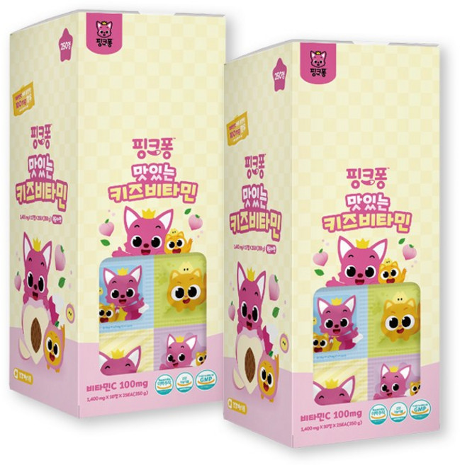 아텍스 핑크퐁 맛있는 키즈비타민 복숭아맛, 2개, 350g