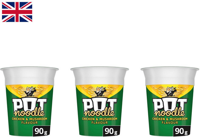 영국 potnoodle 팟누들 치킨 머쉬룸 컵라면 90g 3개