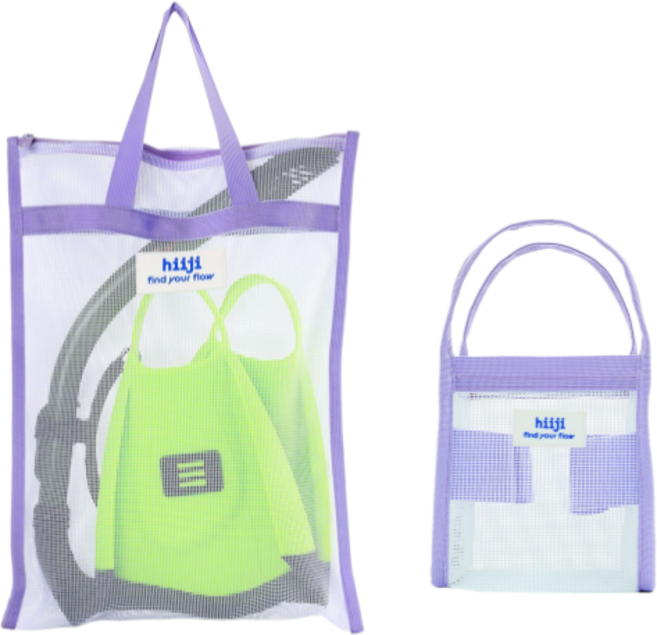 히지 샤워박스 숏핀 다용도가방 백 1+1 구성, 화이트라벤더, 옐로우