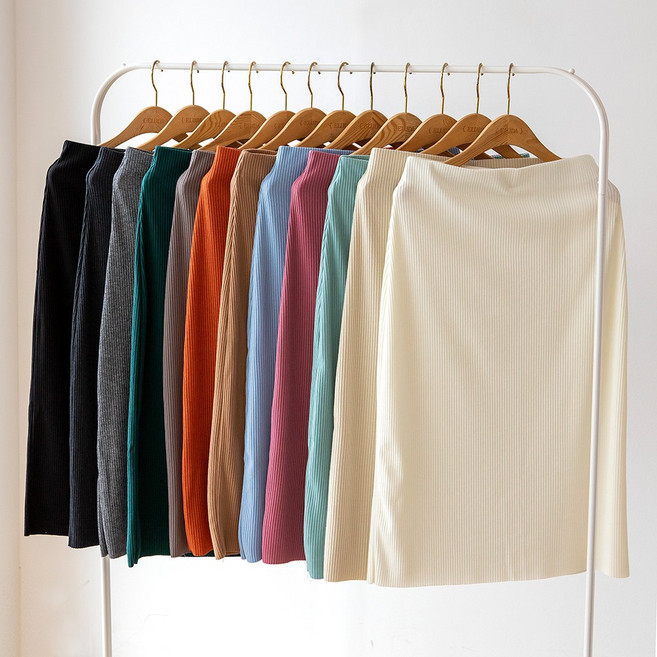 코코세븐 자체제작 H라인 골지 빅사이즈 여자 밴딩 롱스커트