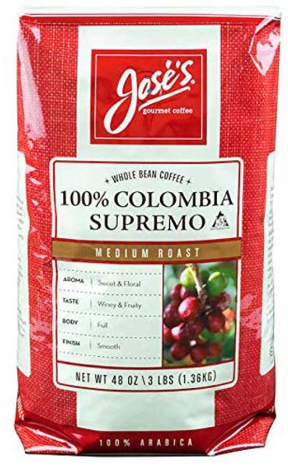 Jose's 호세스 홀빈 커피 컬럼비아 수프리모 밸류, 홀빈(분쇄안함), 1.36kg, 3개