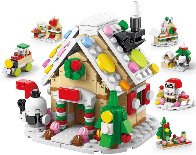 [알꿀밤-호환블럭-크리스마스] E산타하우스 6in1, 1개