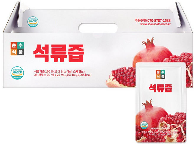 순수식품 석류즙, 70ml, 25개입