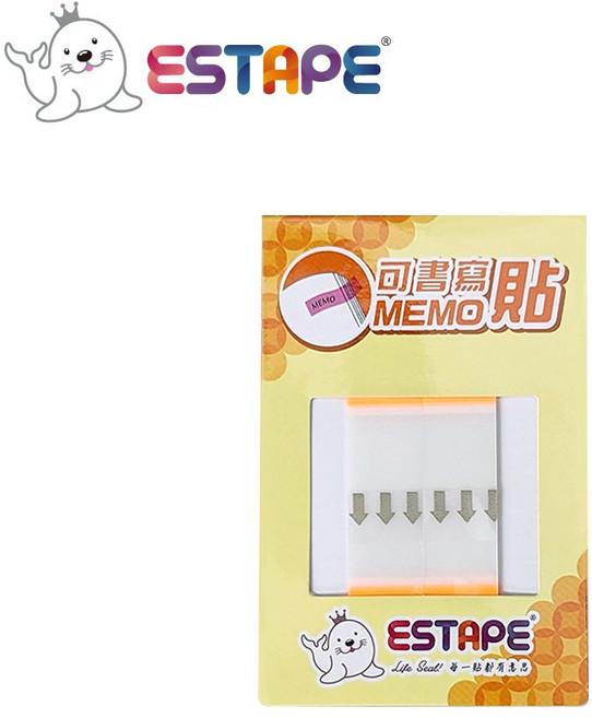 王佳ESTAPE 書籤式可手寫Memo隨手卡（色頭螢光4色.可書寫.標籤.註記.重複黏貼.便利貼.手帳.裝飾.日記 ）, 色頭螢光橙, 1個