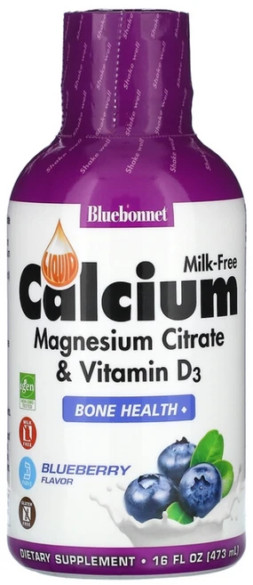 블루보넷뉴트리션 칼슘 마그네슘 구연산염 비타민 D3 블루베리 맛 473ml, 1개 - 쿠팡