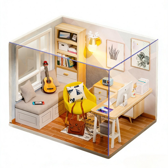 DIY 미니어처 하우스 감성 인테리어 취미 조립 키트, 다양한 색상, 1개