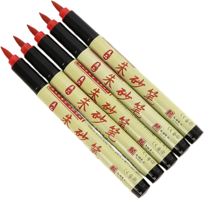 케이엠 경면주사 빨간 붓펜 불교의식용, 레드, 5개
