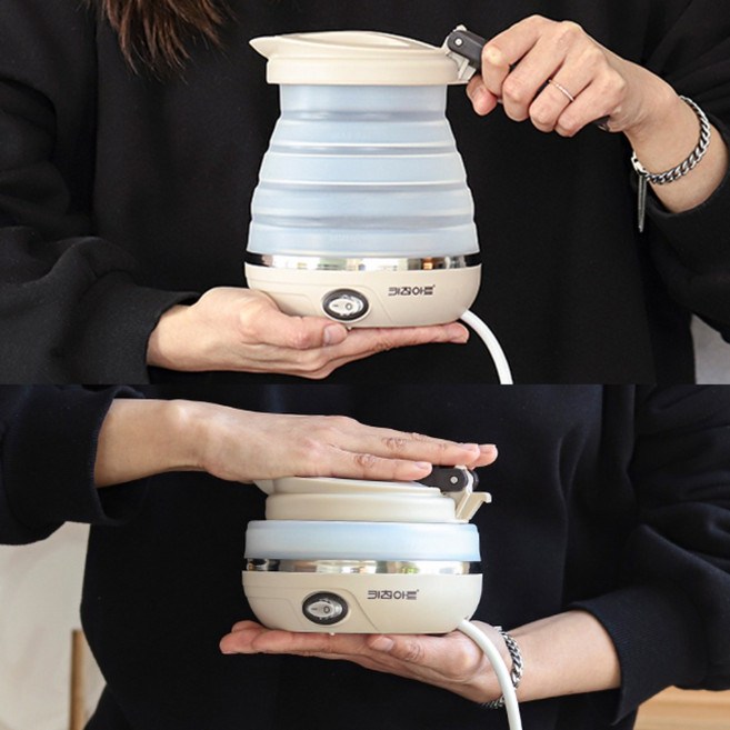 키친아트 손잡이 폴딩 포트 600ml 휴대용 접이식 여행 출장 티백 컵라면 커피, 상세페이지 참조