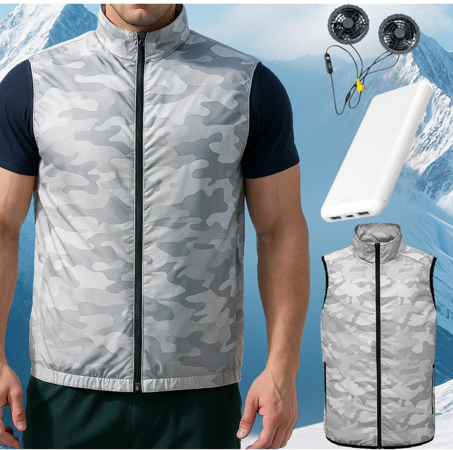 크레나 쿨에어 선풍기조끼 여름 아웃도어 작업복 냉감조끼 낚시 등산용 보조 배터리 포함