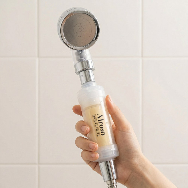 올로소 비타민 샤워필터 샤워기 필터 녹물 염소 제거 피부케어 수압상승 향기필터 교체용 4개묶음세트, 라벤더