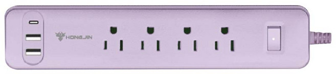 插座延長線 多重安全保護 適用多種電器, 薰衣草紫, 1個