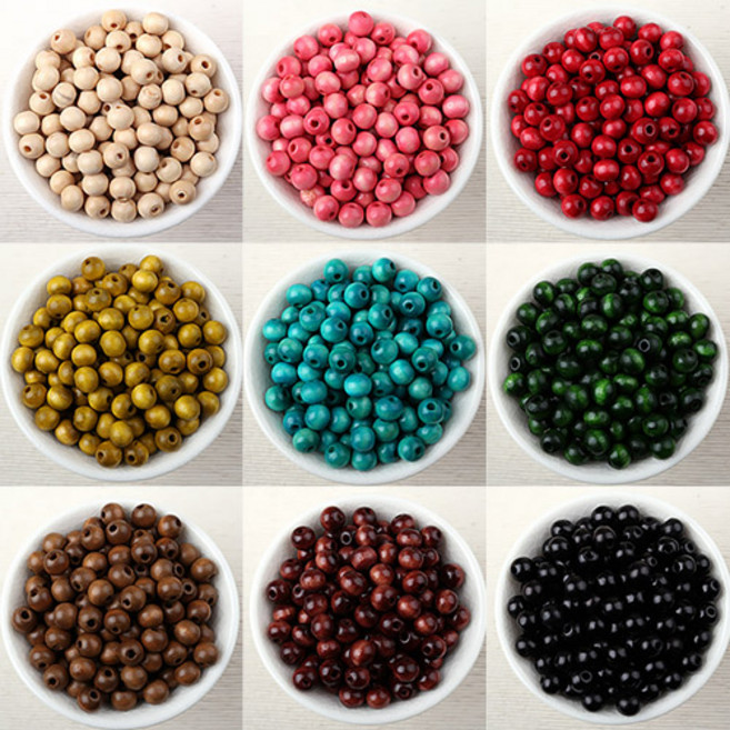 비즈아이 [5803-G]우드볼 8mm 내경2mm 14color 25개