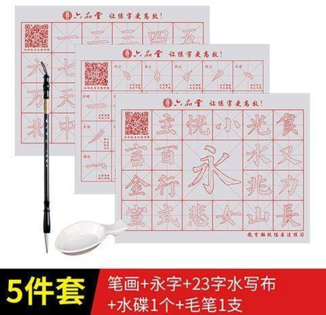 B套餐 控筆水寫布16件套 書法練習字帖 初學者臨摹 速乾仿宣紙, 1個, 初學入門 水寫佈3+毛筆+水碟