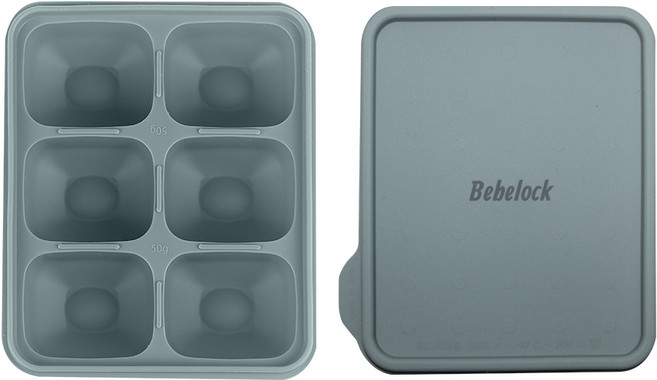 베베락 포네르 플래티넘 실리콘 큐브 1P(냉동보관용기_뚜껑포함 13.5cm X 15cm), 포네르 실리콘큐브(블루그레이1P)