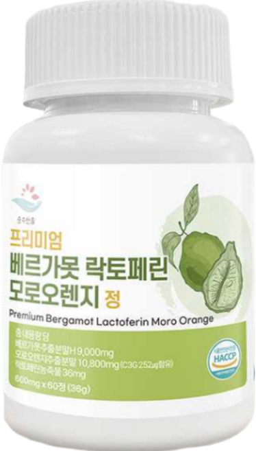 HACCP인증 프리미엄 베르가못 락토페린 모로오렌지 정 600mg, 1개, 60회분