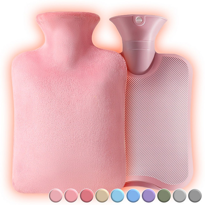 아뜰라임 오래가는 보온 물주머니 핫팩 + 찜질팩 커버 세트 1L 2L, 피치핑크 2L, 1개