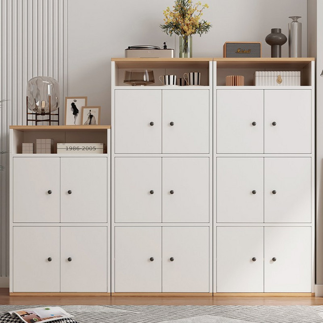 PercyLy 사물함 우드 수납장 다목적 공간 책궤, 60CM×3단, 오크화이트