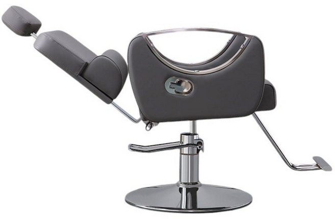 LEHR 미용실의자 메이크업 헤어샵 체어 업소용 네일샵 바버샵 이발소, 1개, 다크 그레이 + 은색 도금 + 리클라이닝
