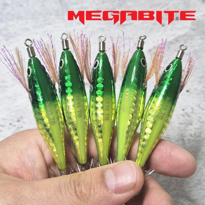 메가탄 스테이 70 야광 홀로그램 쭈꾸미 갑오징어 문어 에기 5P, 5개, 5.2g, ST05 (엘로우) - 쿠팡