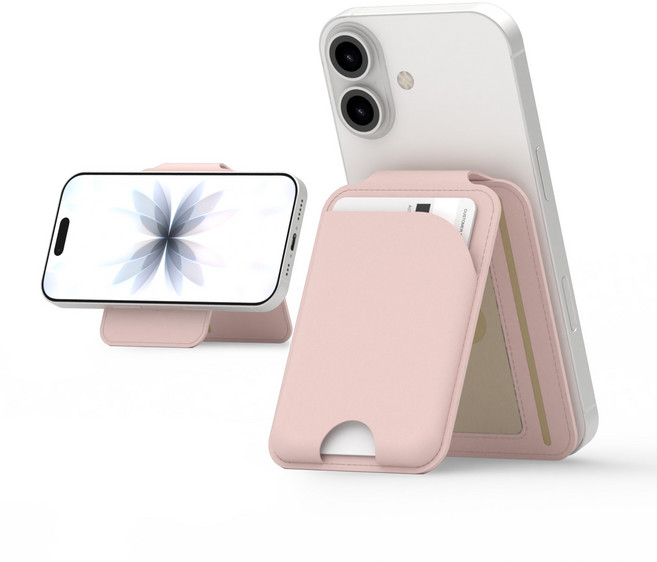 무단결제 스캐닝 안심차단 초강력 자성 6장수납 맥세이프 카드 지갑, 1개, 핑크