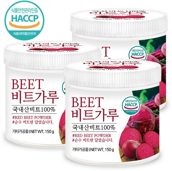 푸른들판 국내산 비트 가루 분말 HACCP, 150g, 3개