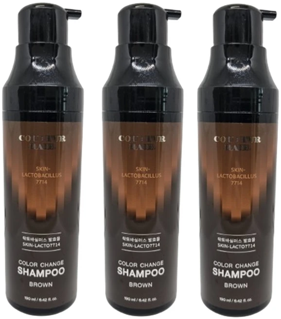 꾸띄르헤어 스킨락토7714 염색샴푸 시즌 4 갈색, 멋내기갈색 3개, 3개, 190ml - 쿠팡